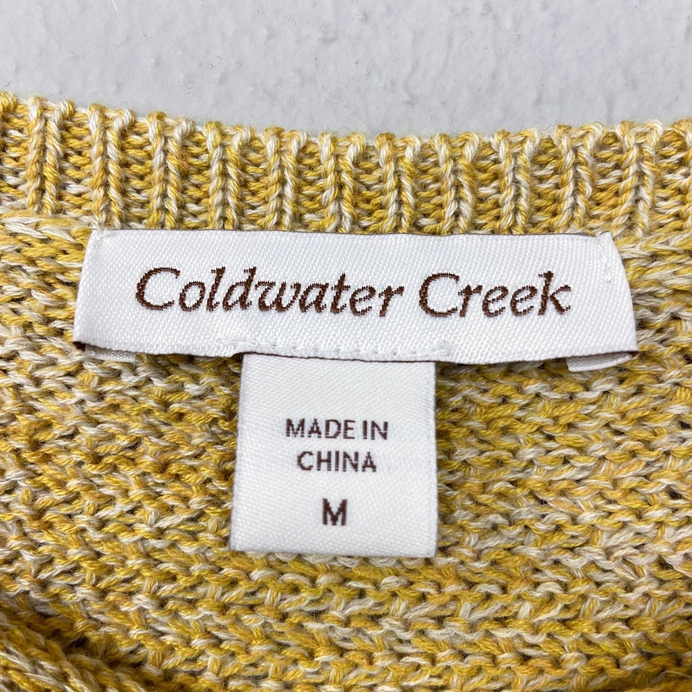 Coldwater Creek Yellow Knit Tunic Sweater Size M Cozy Fisherman Fall Layering - Picture 2 of 11